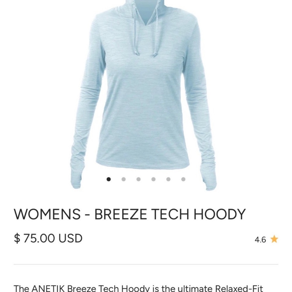 ANETIK Breeze Tech Hoody Sky Blue Surf Fish Outdoors $75 - Picture 7 of 12